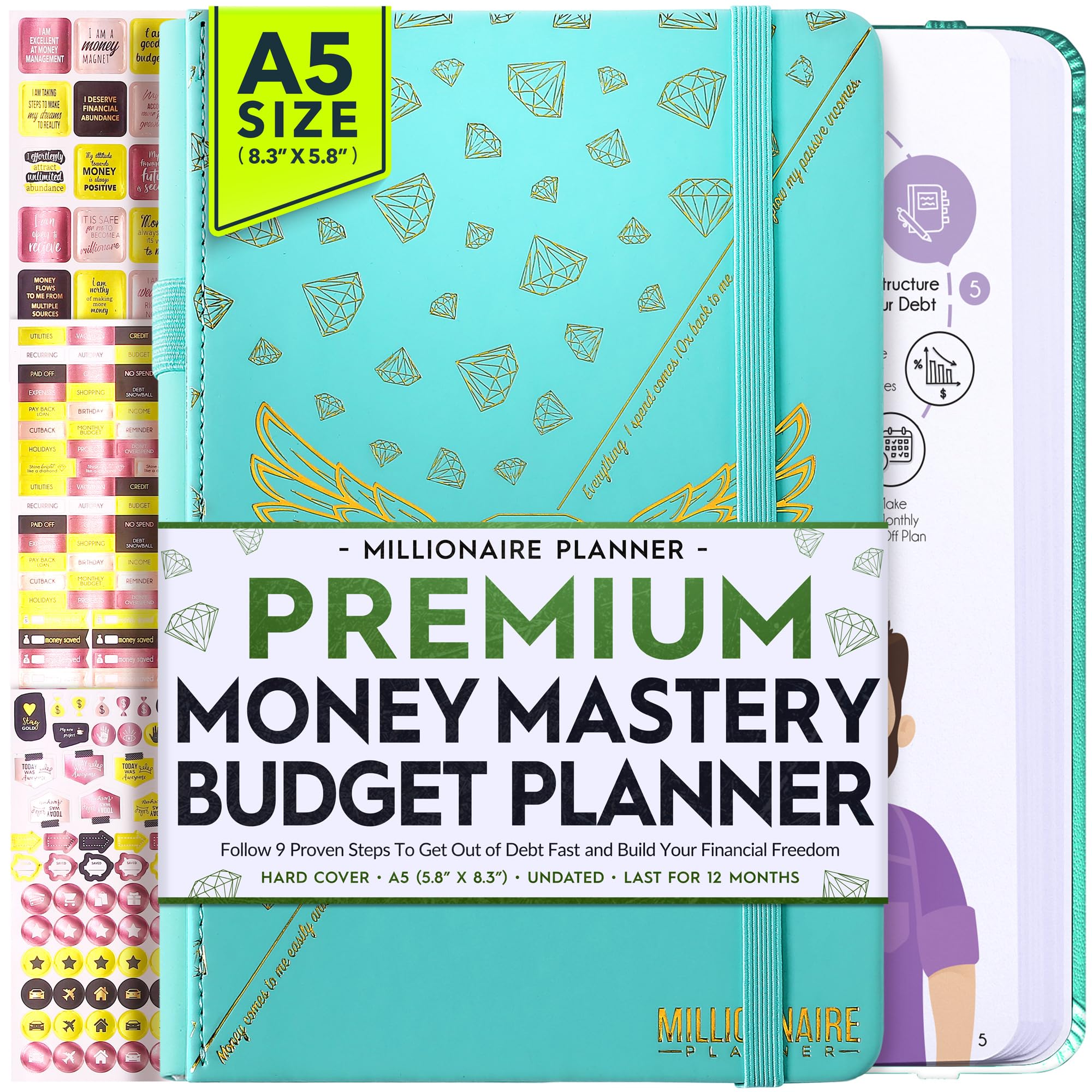 Budget Planner and Monthly Bill Organizer - Finance Planner, 12-Month Journey to Financial Freedom | Bill Payment Tracker Monthly Organizer, Money Saving & Expense Tracker | Undated Budgeting Journal