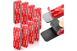 TAPSI 8 Sets Heavy-Duty Adhesive Hook and Loop Strips – Made with 3M VHB, 1.2" x 3.2", Heat-Resistant & Waterproof – Strong Hold for Indoor/Outdoor Use on Walls, Glass, Tile, Metal, Wood, and More