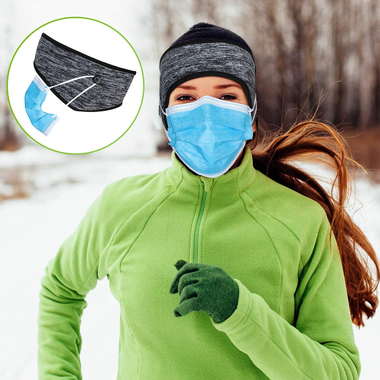 Geyoga 4 Pieces Ear Warmer Headbands Earmuffs Headbands Non Slip Headbands Elastic Running Headband with Buttons for Cold Weather Outdoor Sports Fitness Winter Running - Image 4
