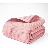 Salt Earth GOTS Certified 100% Organic Cotton Throw Blanket, 108"x90" Waffle Blankets & Throws for Bed, Throw Blanket for Couch, Cozy Christmas Blankets and Throws for Christmas Gifts (Misty Rose)