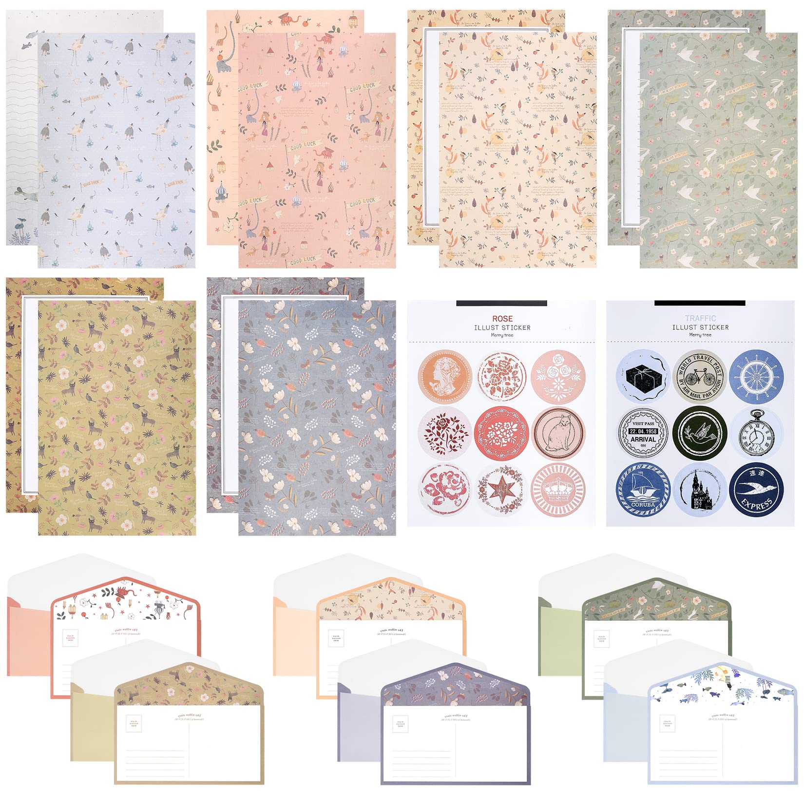 Writing Paper and Envelopes Set, Lined Stationery Letter Writing Paper Set, Including 36 Pcs A5 Stationary Letter, 18 Pcs Envelopes for Home/Office/School/Invitation Gifts