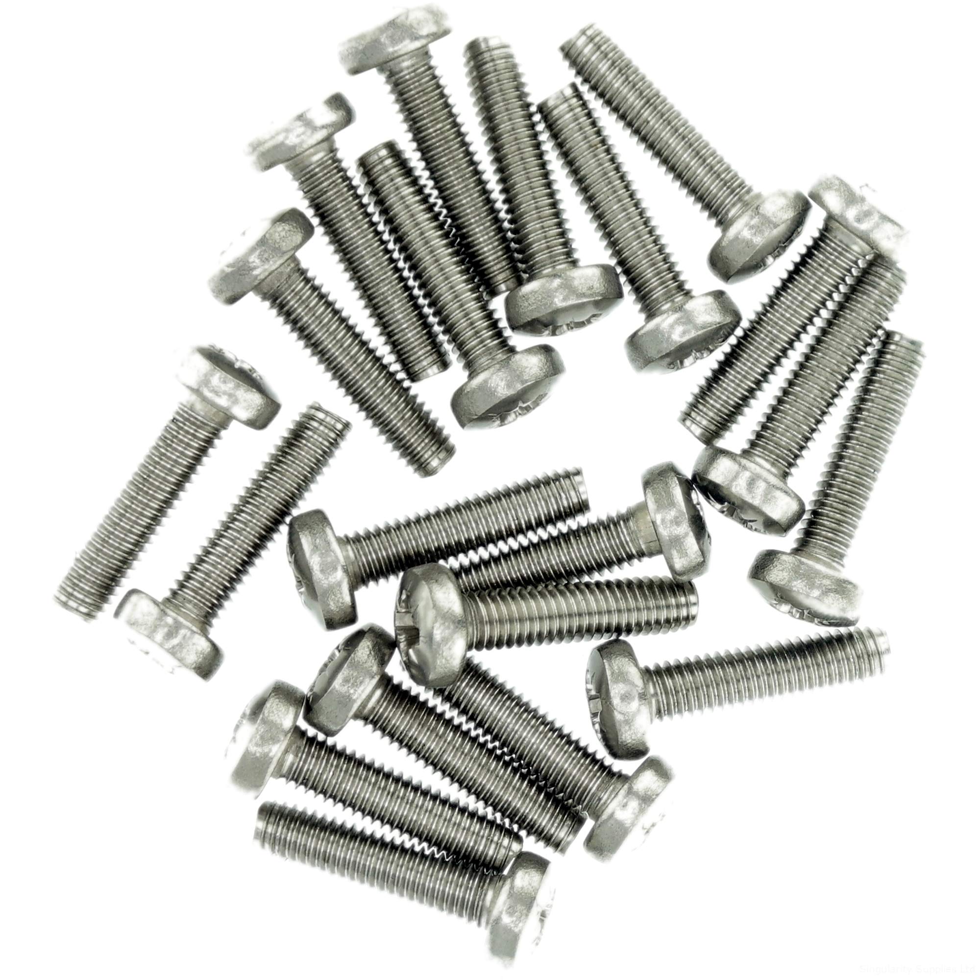 M3 (3mm x 10mm) Pozi Pan Thread Rolling Screw - Stainless Steel (A2) (Pack of 20)