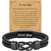 EPIRORA Gifts for Men Boys- Black Braided Leather Infinity Knot Bracelets for Son Grandson Nephew Brother Dad Husband, Jewelry Gifts for Christmas Birthday Graduation Anniversary Valentine's Day