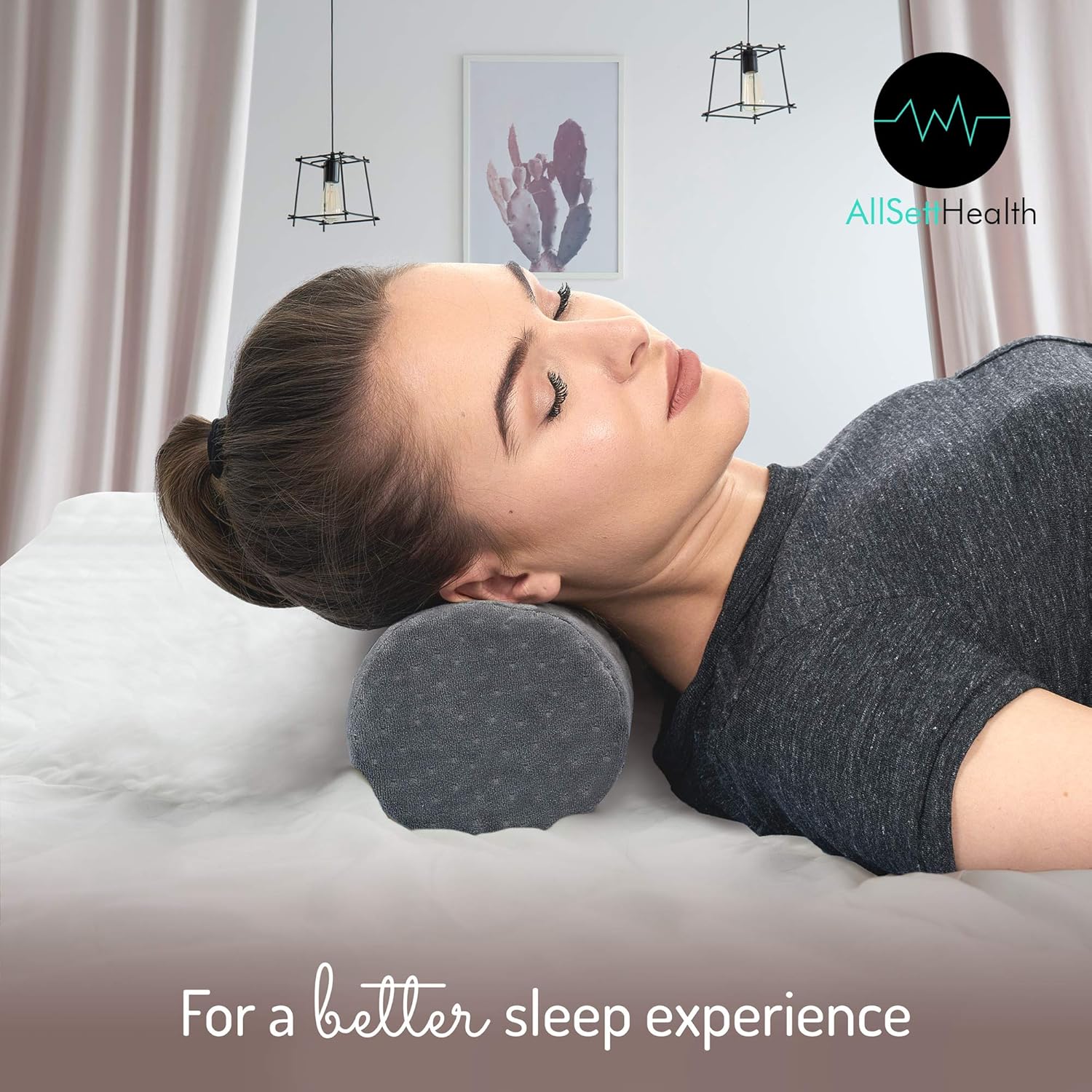 Bamboo Gray Round Cervical Roll Cylinder Bolster Pillow with Removable Washable Cover, Ergonomically Designed for Head, Neck, Back, and Legs || Ideal for Spine and Neck Support During Sleep: Health & Personal Care