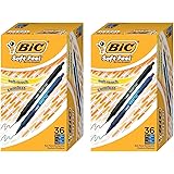 BIC Soft Feel Retractable Ballpoint Pen, Medium Point (1.0mm), Black and Blue, 36-Count, 2 Pack