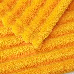 Linecooo Gold Fleece Throw Blanket 90”×90” for