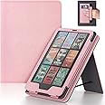 Lainergie Case for Kindle Paperwhite 7"/6.8" (12th/11th Gen, 2024/2021) & Kindle Colorsoft Signature Edition 2024, Slim PU Shell Cover with Stand, Hand Strap, Auto-Wake/Sleep Feature Not for TCL, Pink