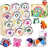 Air Dry Clay Kit for Kids, 12 Animals Modeling Clay with Tutorial Cards & Video, 8 Sculpting Tools, Ultra Light, Safe & Non-T