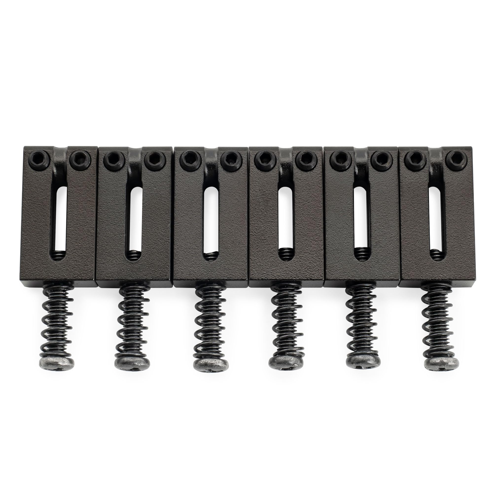 Musiclily Ultra 10.8mm Modern Full Brass Bridge Saddles for Strat Tele Style Electric Guitar, Black (Set of 6)