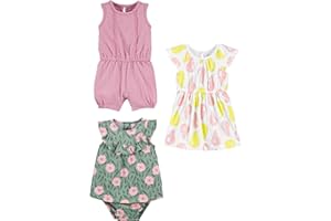 Simple Joys by Carter's baby-girls 3-pack Romper, Sunsuit and Dress