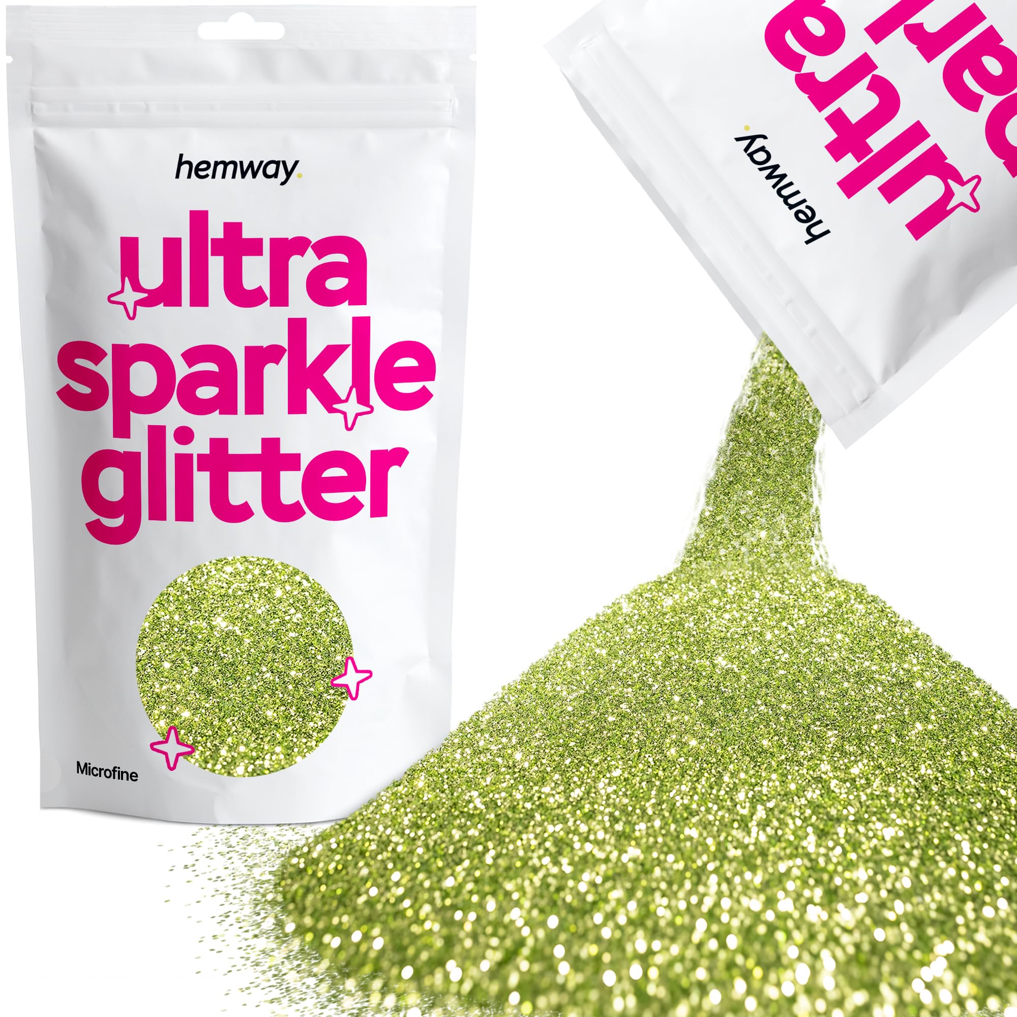 Hemway Ultra Sparkle Glitter Olive Green 100g Microfine | Glitter for Arts & Craft, Makeup, Nail Art, Crafting, Card Making, Sparkle Decoration