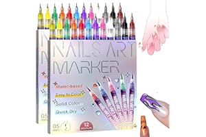GENERIC Nail Art Markers for Gel Nails,12 Colors Nail Art Pens Set DIY Nail Art Marker Drawing Painting 3D Nail Polish Pens, Quick Dry Graffiti Dotting Point Liner Pens for DIY Nail Art (24 Pcs)