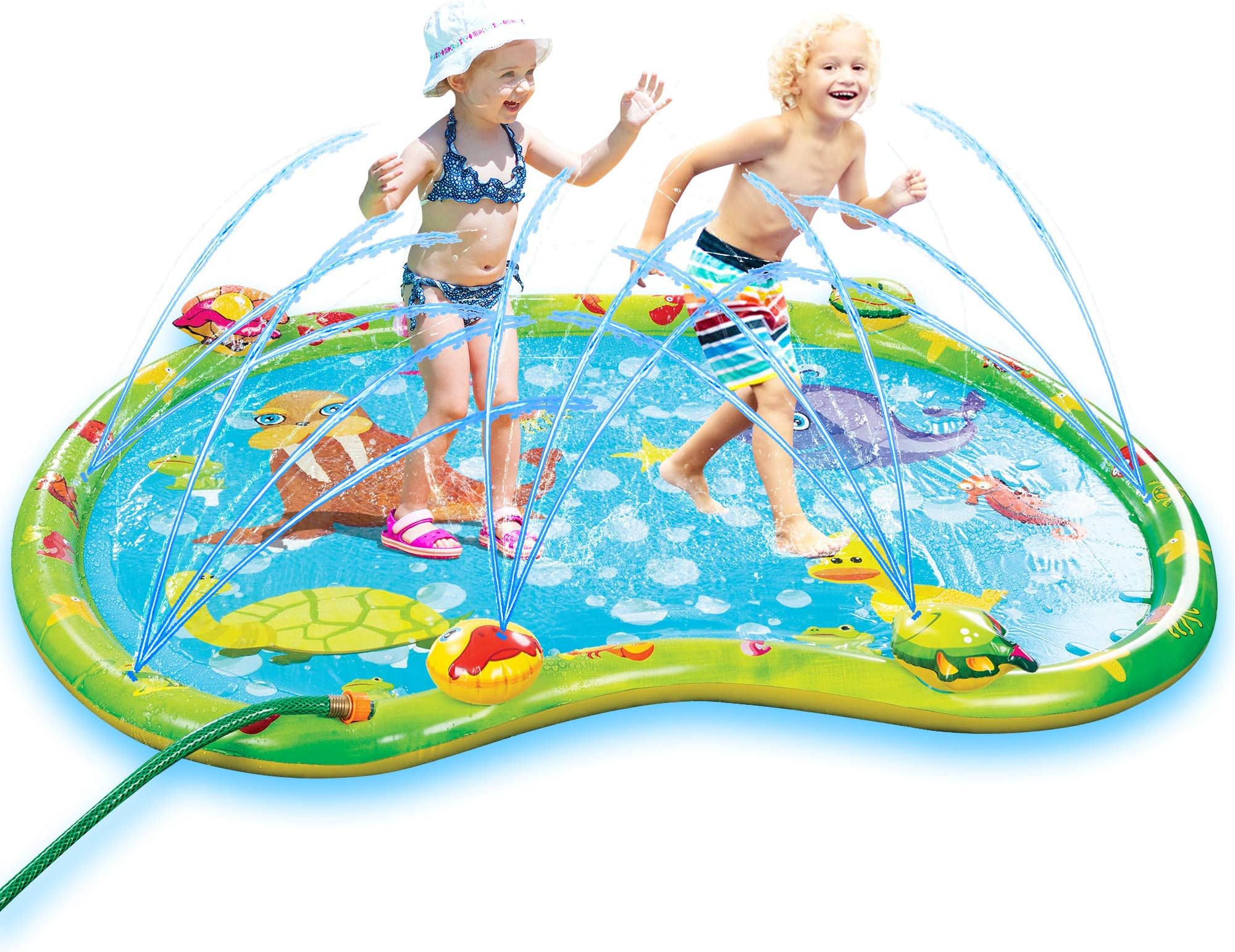 Bundaloo Baby Splash Pad for Toddlers - Inflatable Mat with Sprinklers, Attaches to Most Garden Hoses - Summer Fun Outdoor Kiddie Wading Pool