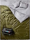 Double Sleeping Bag For Backpacking, Camping, Or Hiking. Queen Size XL! Cold Weather 2 Person Waterproof Sleeping Bag For Adults Or Teens. Truck, Tent, Or Sleeping Pad, Lightweight -Sleepingo