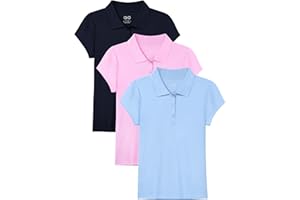 OHD 3 Pack Girls Polo Shirt School Uniform Polo for Girls Cotton Soft Short Sleeve Classic Collared Polo Shirt Size 3T-14