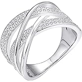 YL Twisted Knot Rings 925 Sterling Silver Cubic Zirconia Infinity Statement Rings for Women