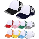 10 Pcs Sublimation Blank Trucker Hats Bulk Mesh Baseball Cap Polyester Mesh Trucker Hat for Men and Women