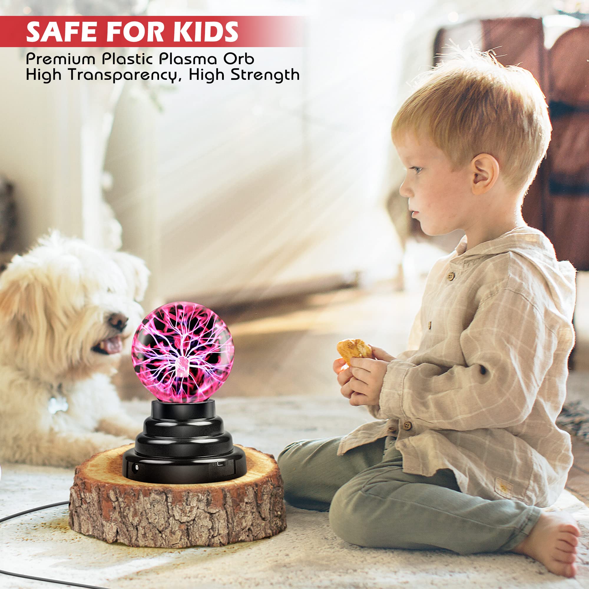 Flashmen Plasma Ball Science Toy for Kids Touch Sensitive Plasma Globe Decorative Lamp Novelty Toy Halloween Christmas 3 inch