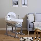 Clair de Lune Standard Moses Basket Rocking Stand Grey Pine Wood Adjustable view 3
