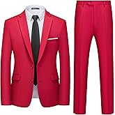 WULFUL Men's 2 Piece Suits Slim Fit Two Button Blazer Jacket Pants Set for Party,Wedding and Business