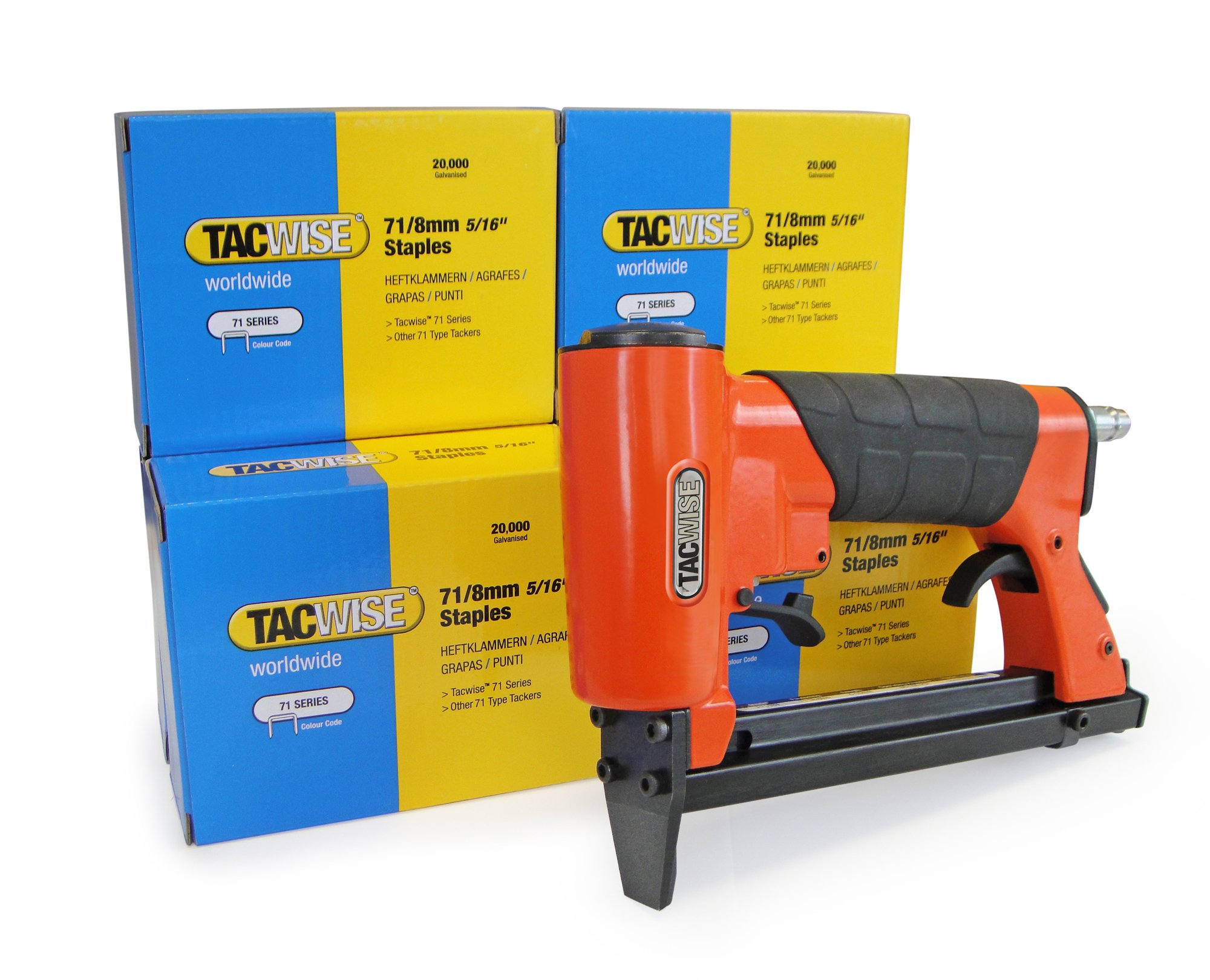Tacwise 1189 A7116V Upholstery Air Stapler Bundle with 120,000 x 8 mm Staples, Uses Type 71 / 4 - 16 mm Staples