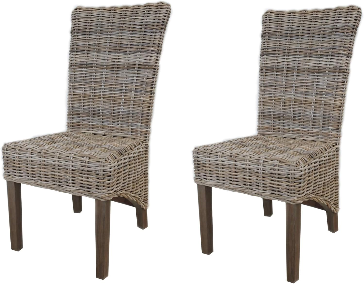 Meubletmoi Lot de 2 Chaises tressées en kubu Naturel de Salle à Manger