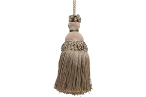 DÉCOPRO Beautiful Hand-Crafted 5" (12.5cm) Key Tassel, 3 1/2" (8.5cm) Loop, (Style# IKTJ) Beige Khaki Green Multicolor (Color# 4567) Individually Sold