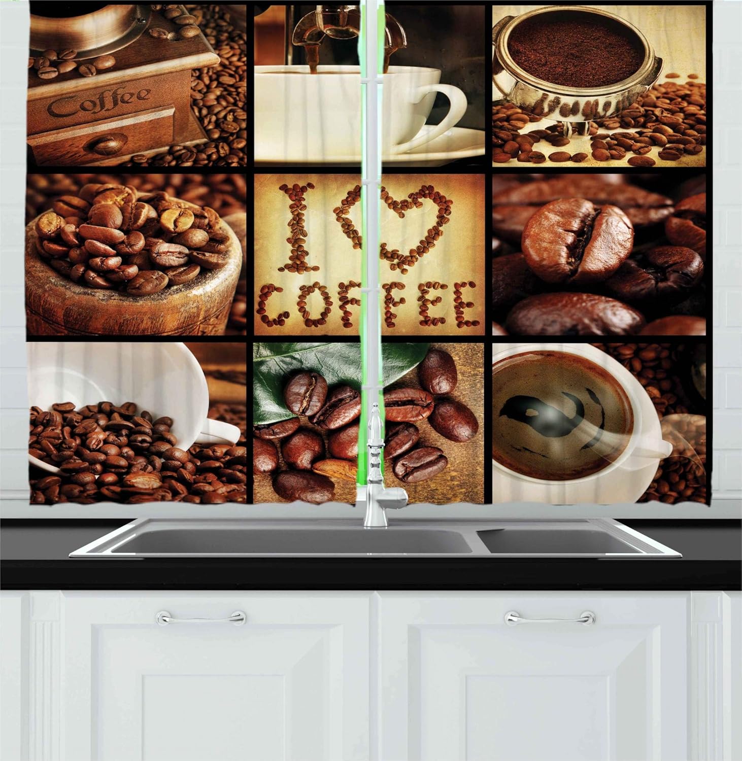 Amazoncom Ambesonne Brown Kitchen Curtains