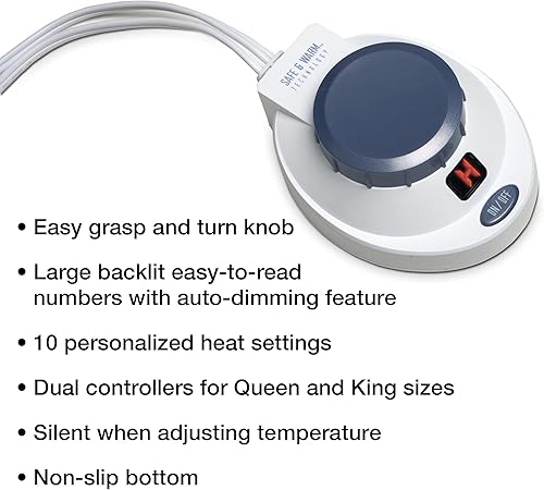 Perfect Fit Ultra Soft Plush Electric Heated Warming Blanket with Safe &amp; Warm Low-Voltage Technology, Queen, Natural