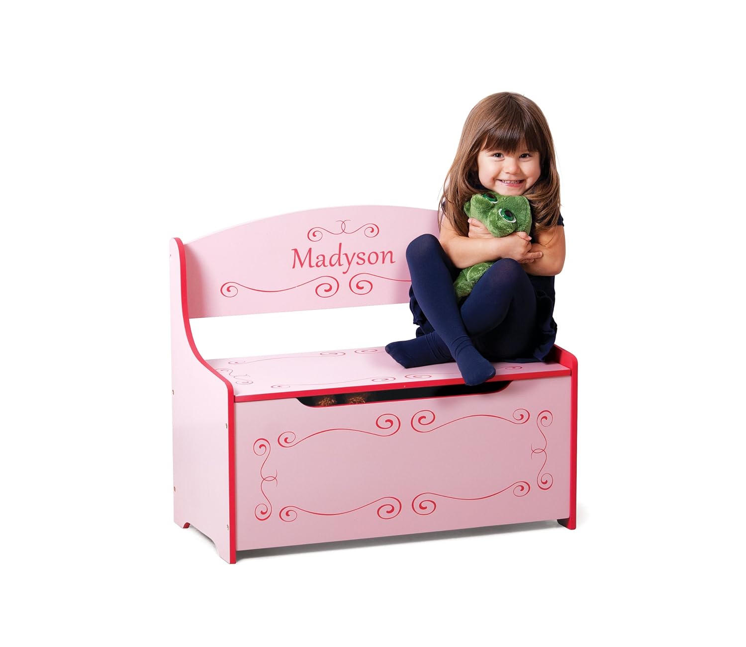 child's toy box with name