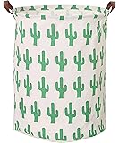 Large Collapsible Round Storage Bin/Cactus Storage Basket/Clothes Laundry Hamper/Toy Books Holder (Cactus)