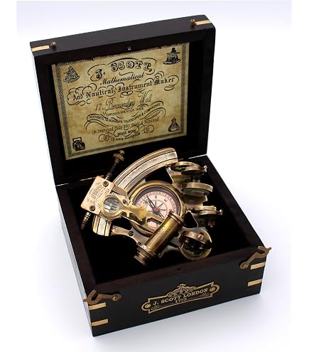 Sextant Nautique Ancien En Laiton 8 Pouces - Instrument Marine, Reproduction Vintage, Avec Boîte