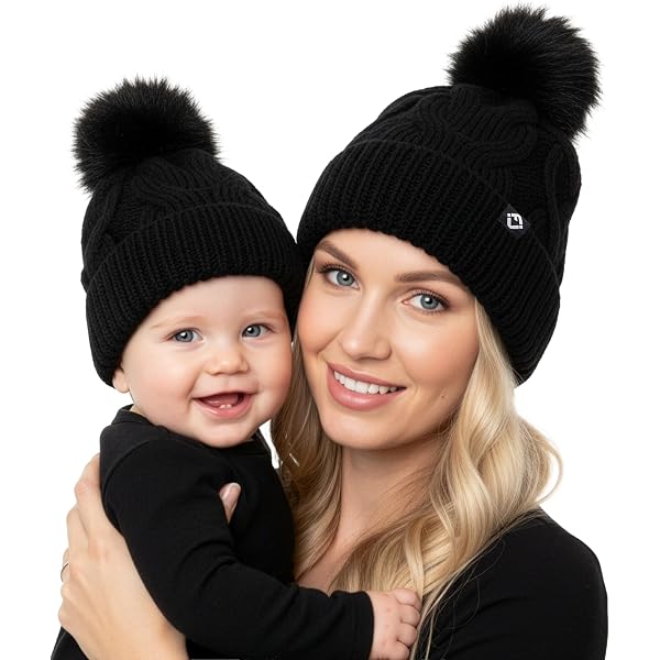 Amazon.com: Funky Junque Mommy & Me Beanie Set – Matching 