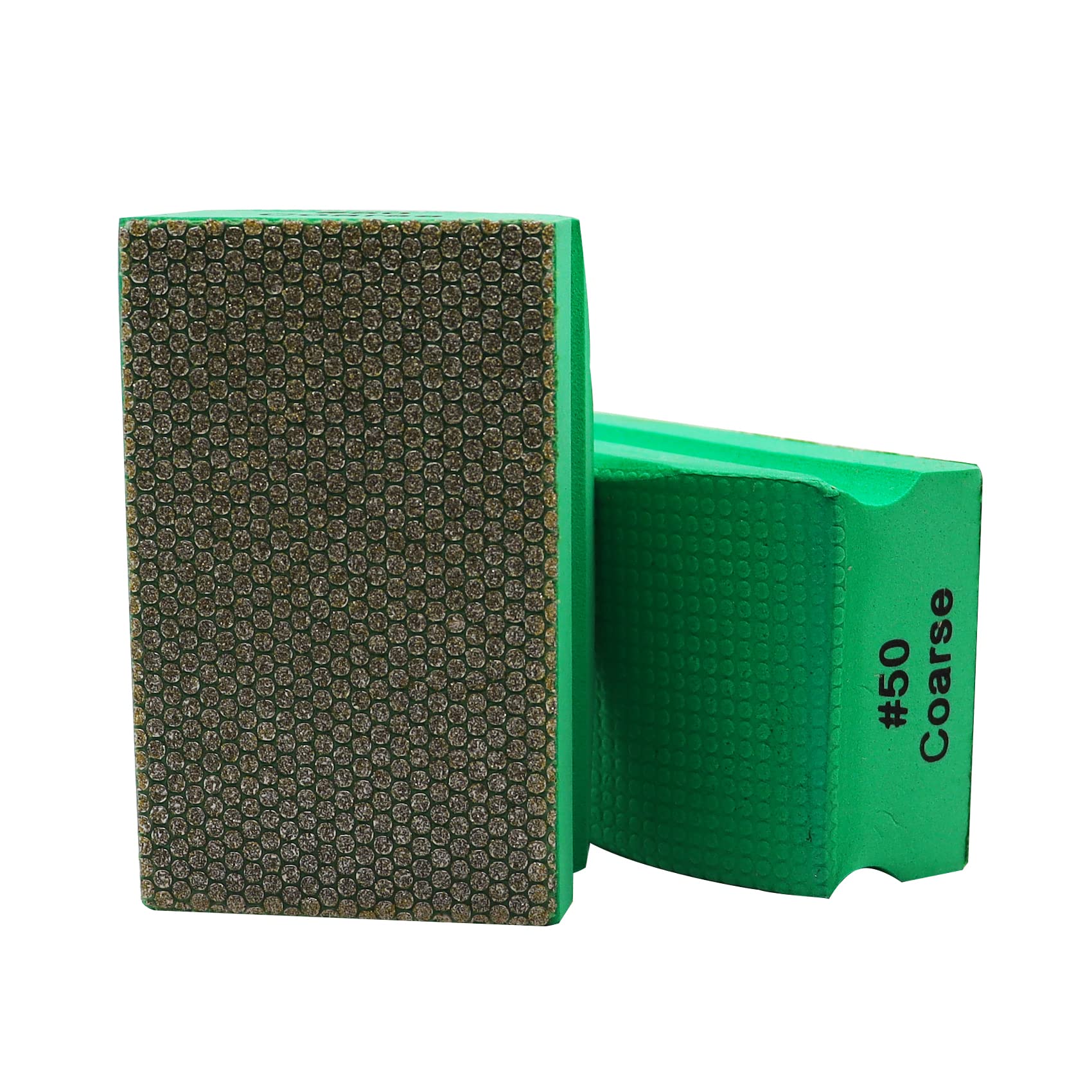 SHDIATOOL Diamond Hand Polishing Pad,2pcs Grit 50,90X55mm Electroplated Diamond Polishing Grinding Block for Grinding,Polishing,Sharp Edges of Stone Glass Ceramic Marble Granite