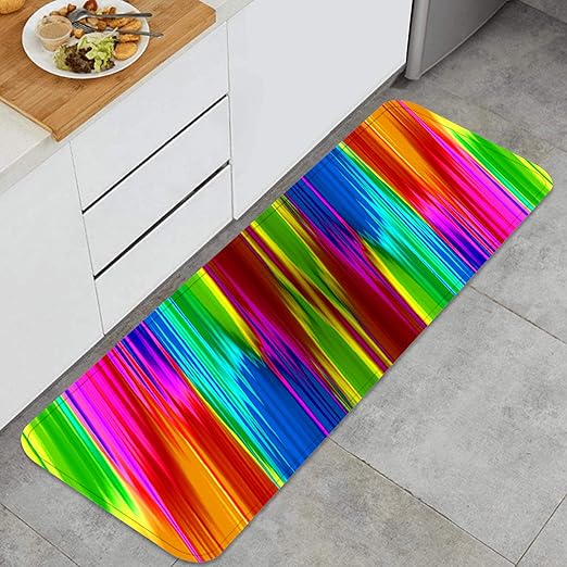 YANAIX Alfombra Cocina,Gradiente de Fondo de líneas inclinadas