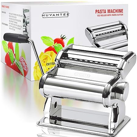 Nuvantee Nudelmaschine – 150 Rolle mit Pasta-Schneidemaschine – 7 verstellbare Dickeeinstellungen – Für perfekte Spaghetti od