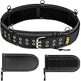 Padded Tool Belt,4-Inch Heavy Duty Tool Belts for Men with 5 Suspenders Ring,Work Belts for Electrician,Carpenter,Construction,Utility Belt,Adjustable Waist 34''-47''(Pouch not Included)