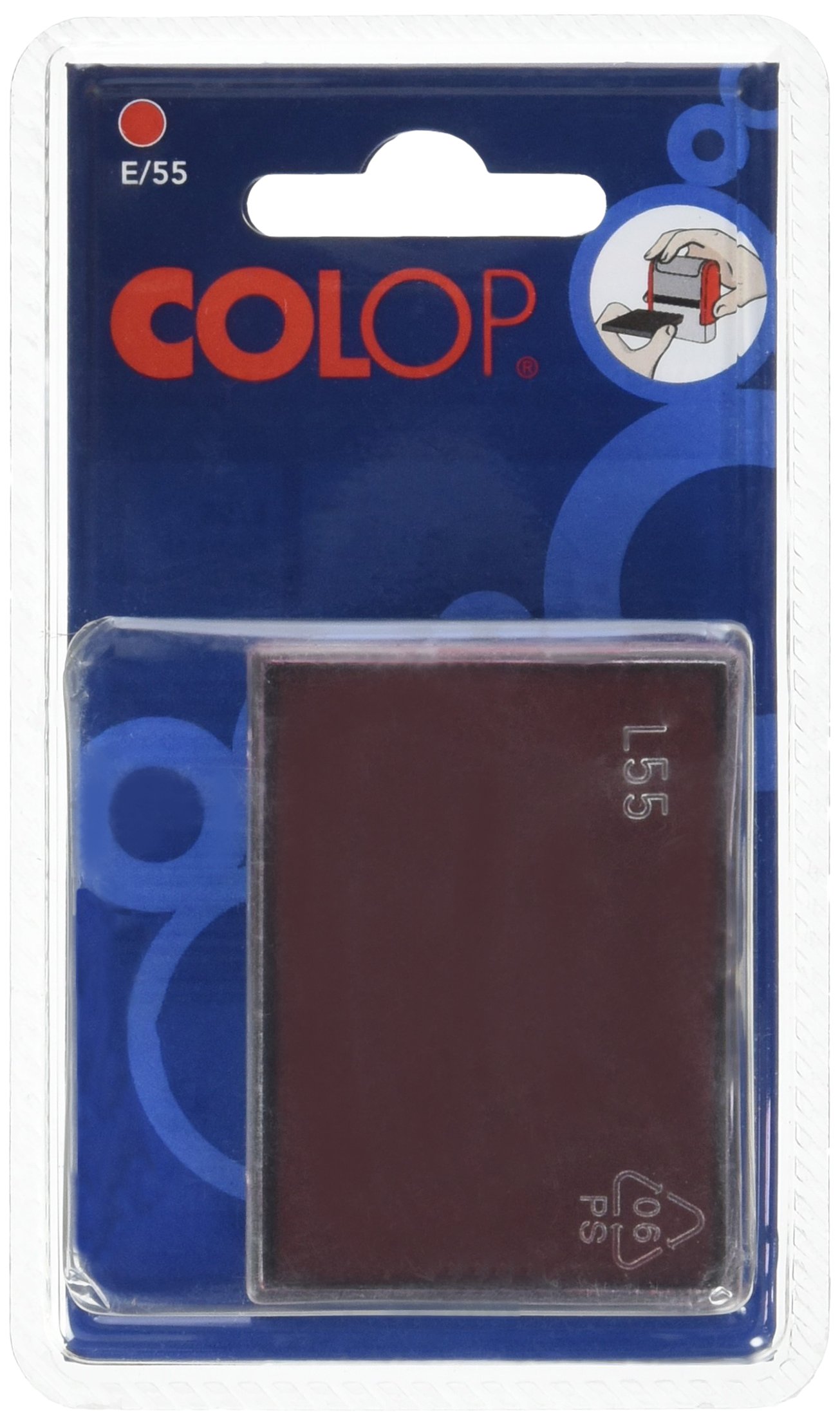 Colop Rectangular Plastic Ink Refill Pads with Hinge Lid, 2 Count, Red, 8.3 x 2.4 x 14.0 cm