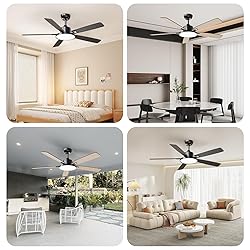 TALOYA 52 Inch Black Walnut Ceiling Fans with