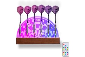 CoolGift Mart Light Up Dart Stand Wall Mount, Acrylic Wooden LED Dart Holder with Multiple Color Modes with Remote Control Ho
