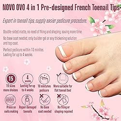 NOVO OVO Fake Toe Nail Tips Press on, French Tip