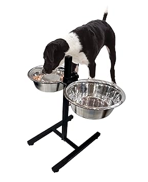 Pets Empire Steel Height Adjustable Dog Feeder with One Large Slow Bowl