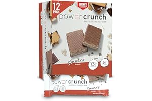 Power Crunch Protein Wafer Bars, High Protein Snacks with Delicious Taste, S'Mores, 1.4 Ounce (12 Count)