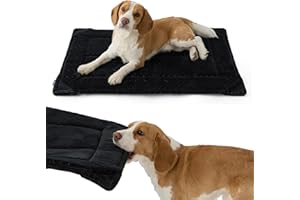Bedsure Chew Resistant Dog Bed Large Sized Dog - Chew Proof Dog Crate Pad Machine Washable Durable Kennel Mat for Chewers wit