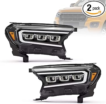Amazon Com Vland Headlight Assembly Fit For Ford Ranger 2015 2016 2017 2018 2019 2020 Led Headlamp Full Led Plug And Play Black Automotive