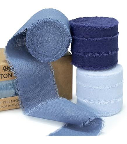Amazon.com: Ribbli Faded Denim Linen Wired Ribbon, 1-1/2