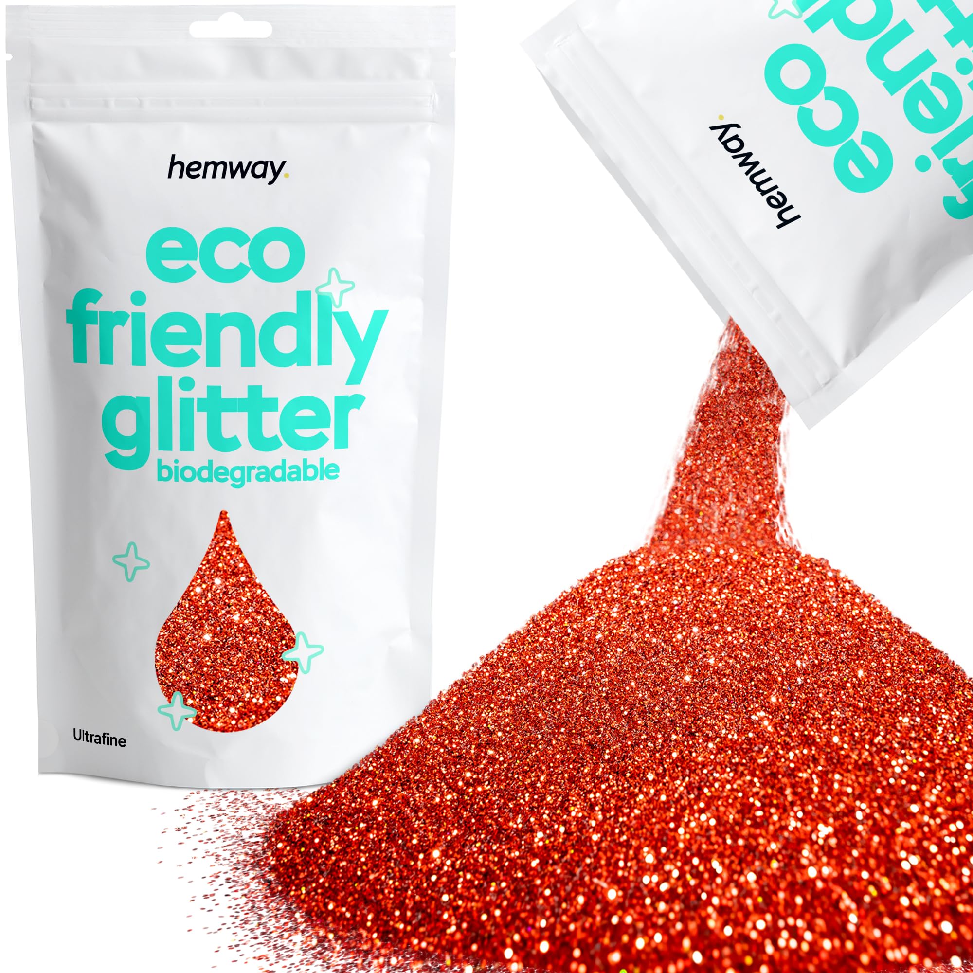 Eco Friendly Biodegradable Glitter | Red Holographic - Ultrafine 100g, Plant Based, Biodegradable Glitter for Craft, Face, Hair, Nail, Body and Festival - Hemway — image 1