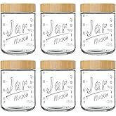 Xyptorix Glass Overnight Oats Containers with Lids (6-Pack), 16 oz Mason Jars with Bamboo Lids for Meal Prep, Chia Seed Pudding, Yogurt & Oatmeal - Airtight Food Storage Jars for Breakfast On-the-Go