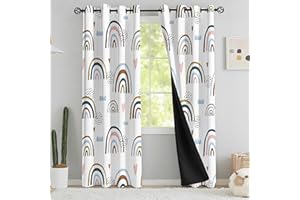 chiinvent Blackout Rainbow Curtains for Kids Cute Rainbow Room Darkening Window Curtains Decorative Cartoon Black Out Curtain for Girls Bedroom Nursery, C2, 52" x 63", 2 Panels (90% Blackout)