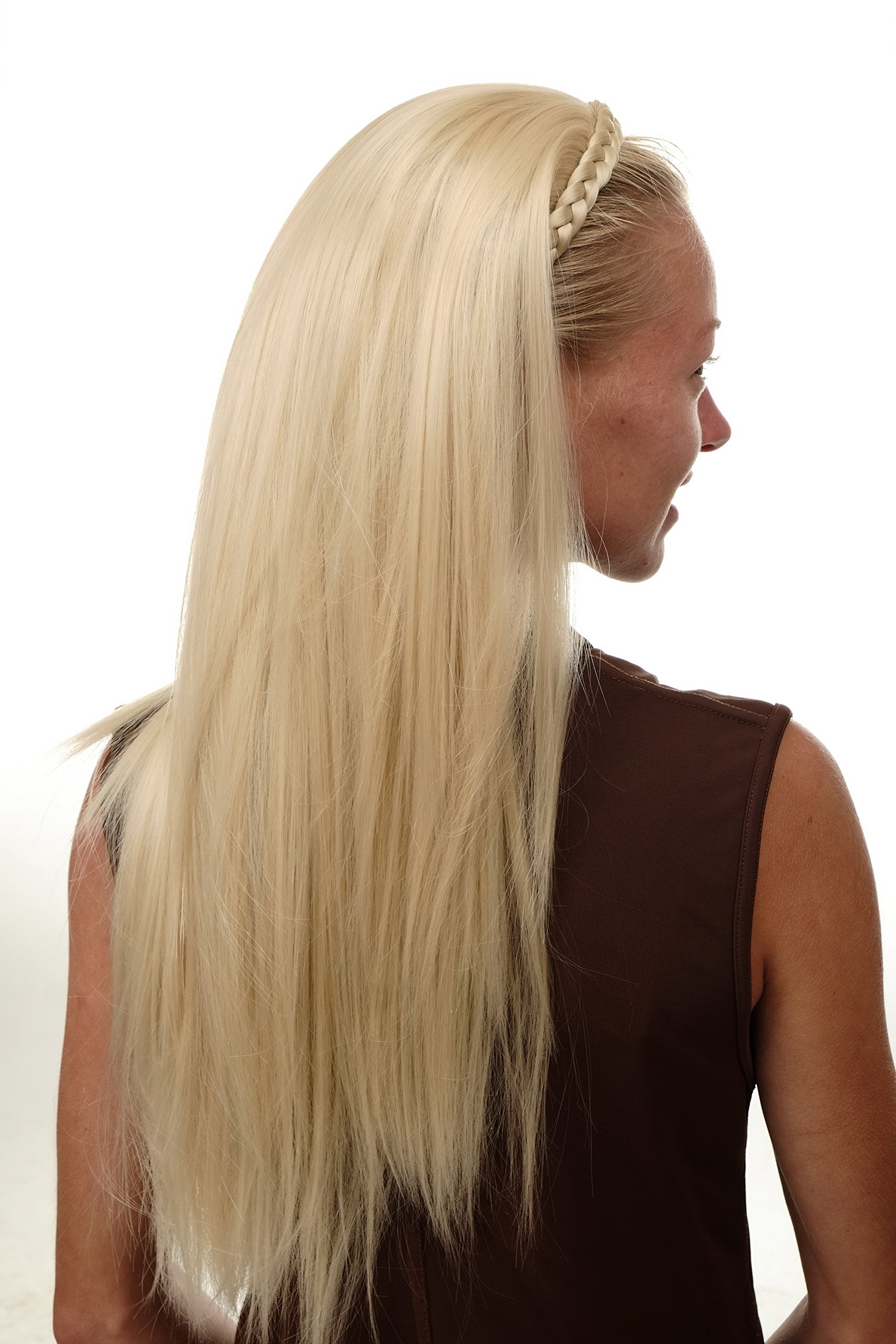 WIG ME UP - TYW60875H-613 Halfwig Hairpiece Extension with braided hair circlet hoop long straight platinum blond 27inch